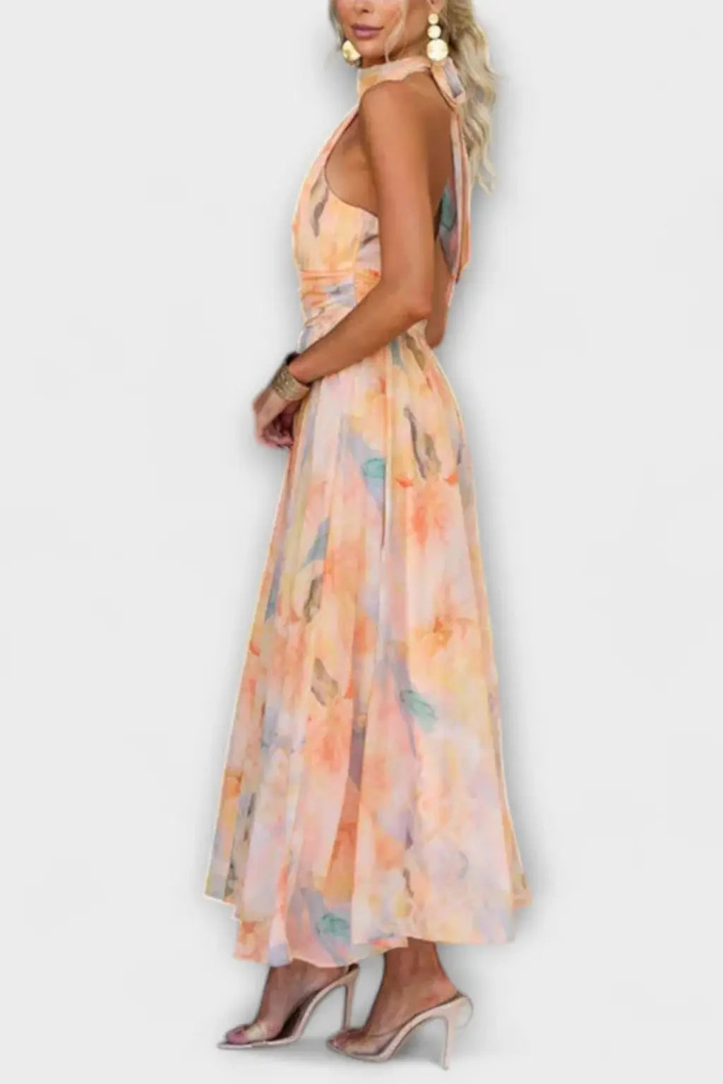 Isolde | Women Abstract Print Halter Neck Maxi Dress TARHUS Dress