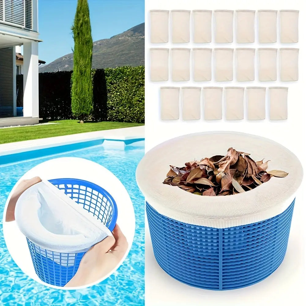 20PCS Pool Filter Bags | Fine Mesh Skimmer & Vacuum Liners for Cleaner Water TARHUS Beach