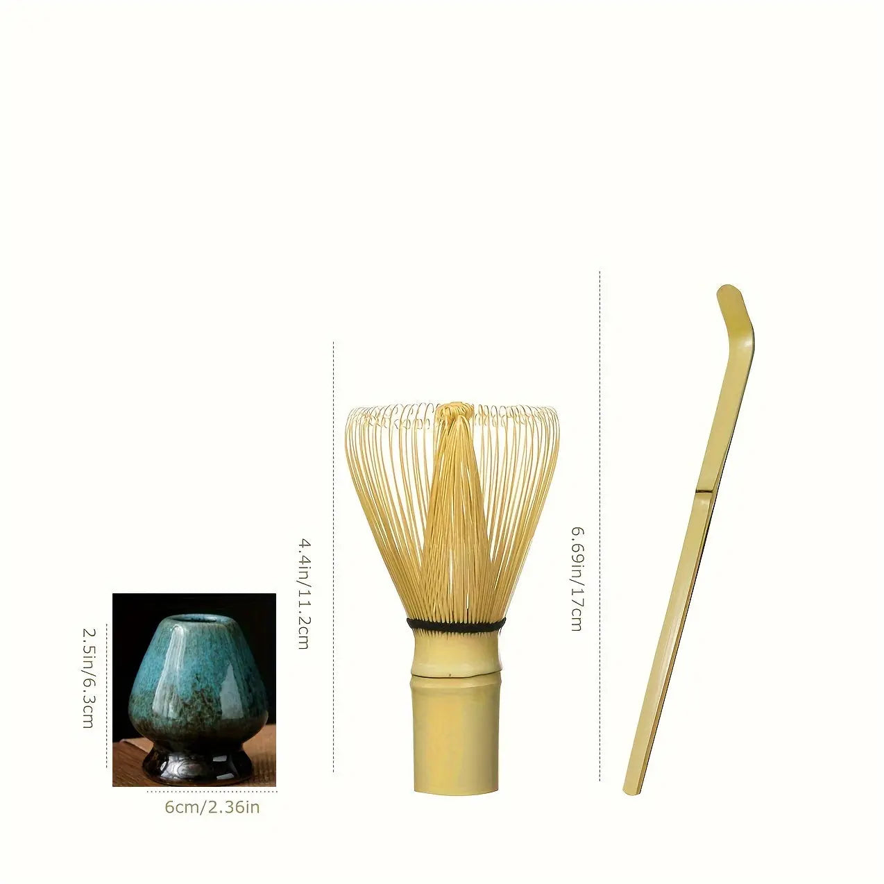 Matcha Tea Set – Bamboo Whisk, Scoop, Stand & Bowl | 3pcs/4pcs - TARHUS