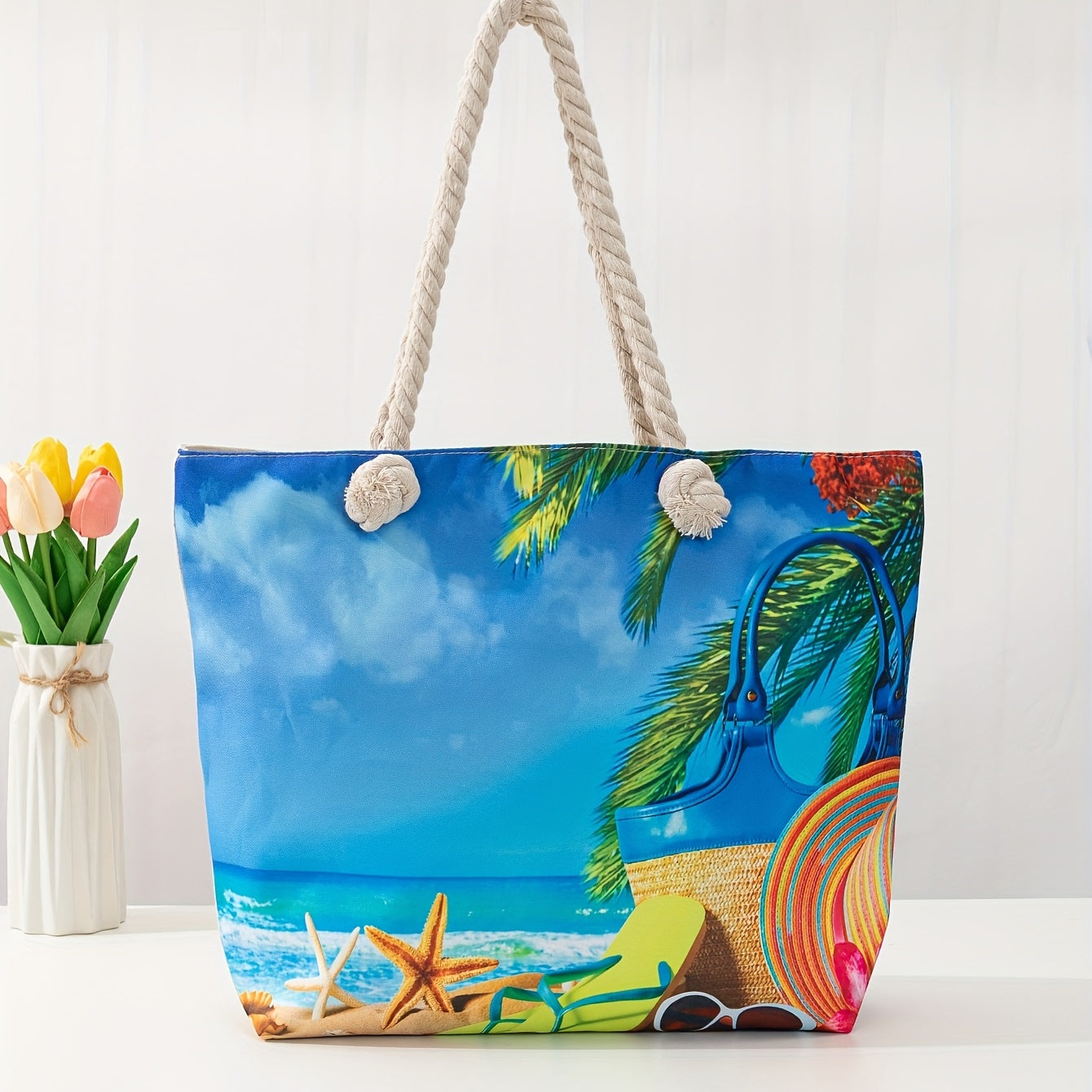 Bohemian Chic Beach Tote Bag with Comfortable Double Handles - Spacious & Stylish for Womens Sun-soaked Escapes - Perfect to Hold All Beach Essentials TARHUS