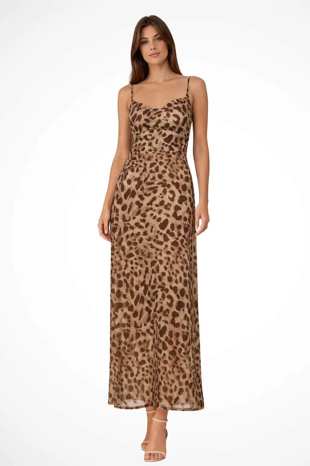 Victoria | Women’s Leopard Print Spaghetti Strap Backless Maxi Summer Dress TARHUS Summer Dresses