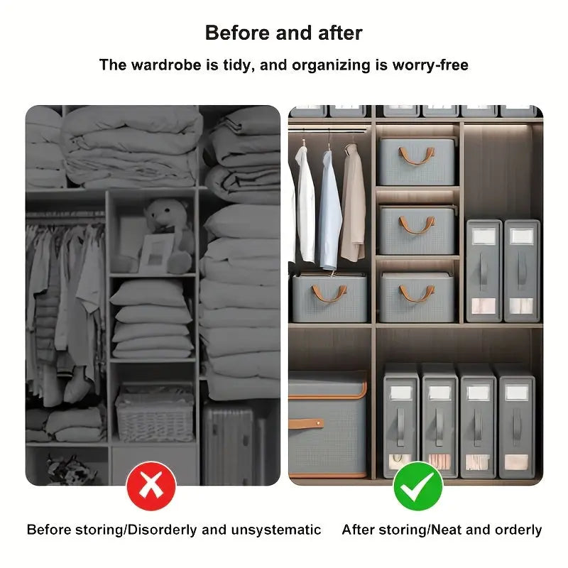 4-Pack Foldable Bedding Storage Bags with Clear Viewing Window – Large Capacity Under-Bed Organizers for Sheets, Pillows & Duvet Covers - TARHUS