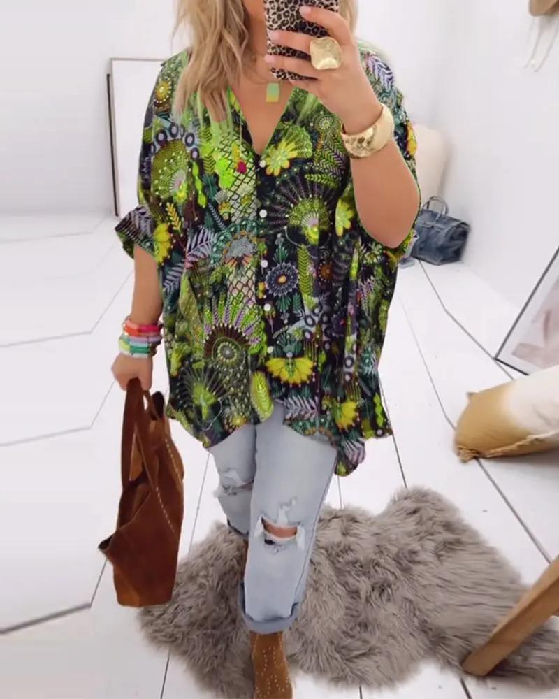 Loose Fit Printed Blouse – Casual Summer Shirt with Half Sleeves | Amara TARHUS Blouses & Shirts