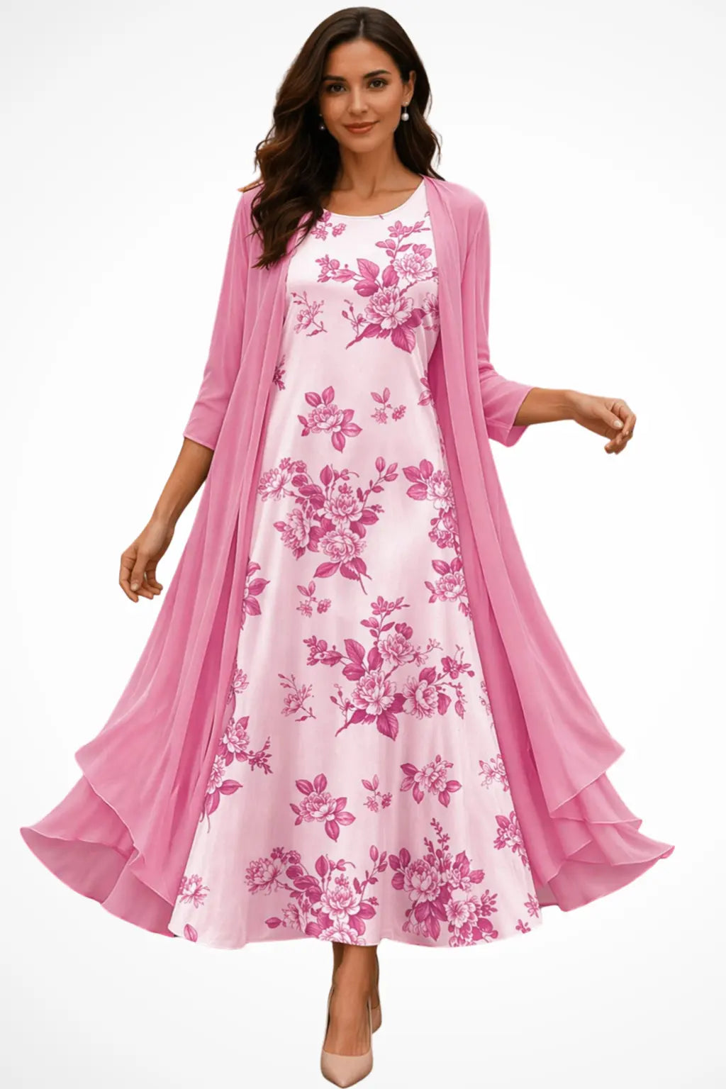 Dorothea | Women Embroidered Wedding Guest Midi Dress with Chiffon Jacket TARHUS Mother of the Bride Dresses