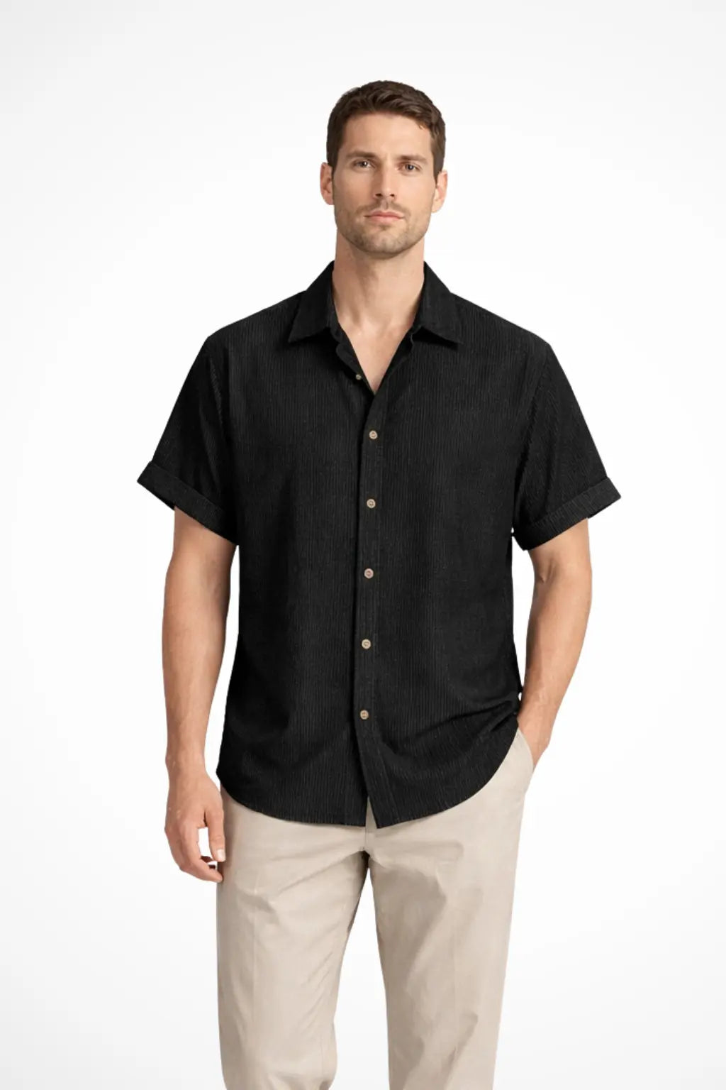 Bennett | Men Textured Short Sleeve Button Down Camp Collar Shirt TARHUS Shirts & Tops