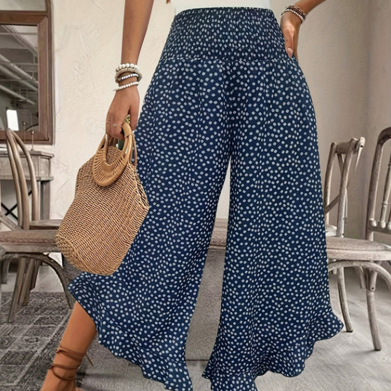 Casual printed high-waisted ruffle wide-leg pants TARHUS