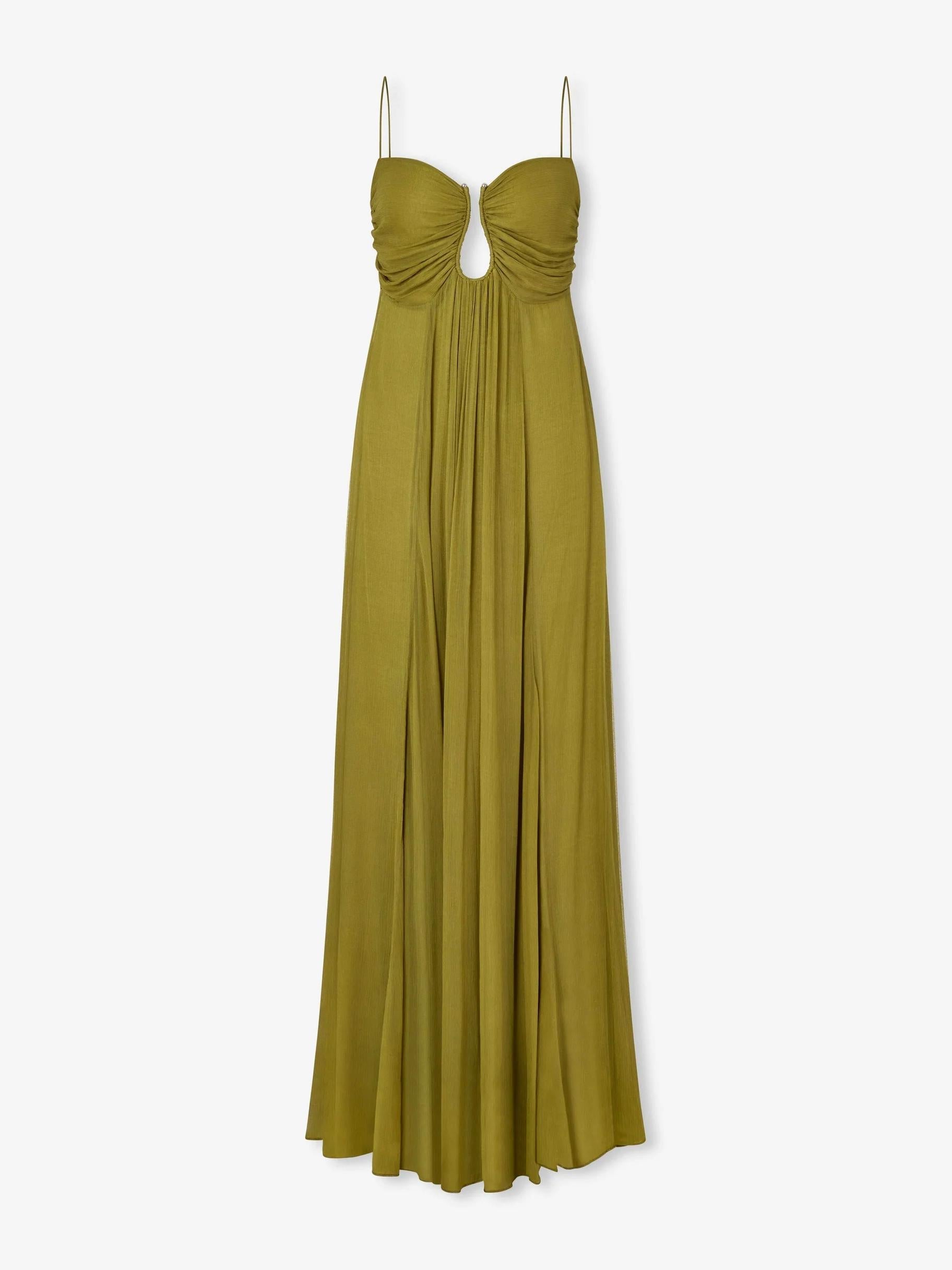Women's Sleeveless Ruched Bust Keyhole Maxi Dress - Adjustable Straps TARHUS Dresses