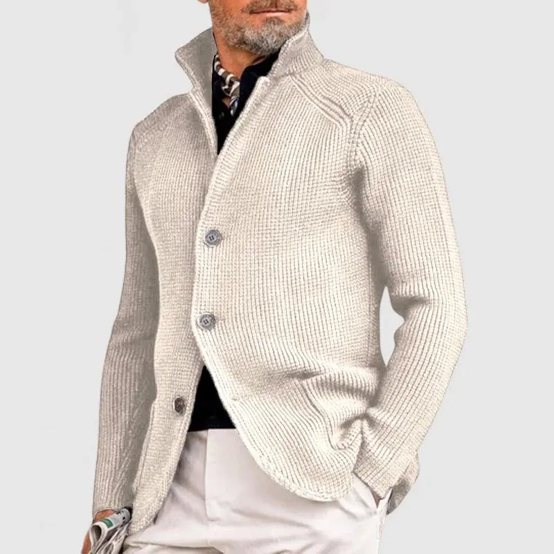 Men's Knitted Cardigan - Classic Button-Up Sweater with Ribbed Design for Sophisticated Style - TARHUS