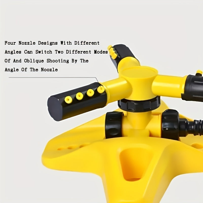 1pc Automatic Lawn Sprinkler - 360° Rotating, 3 Adjustable Rotating Arms, Multi-Angle Large Area Coverage, Combinable, Water-Saving, Easy-Install, Durable, Yellow - Ideal for Garden Lawn Automatic Irrigation and Roof Cooling TARHUS