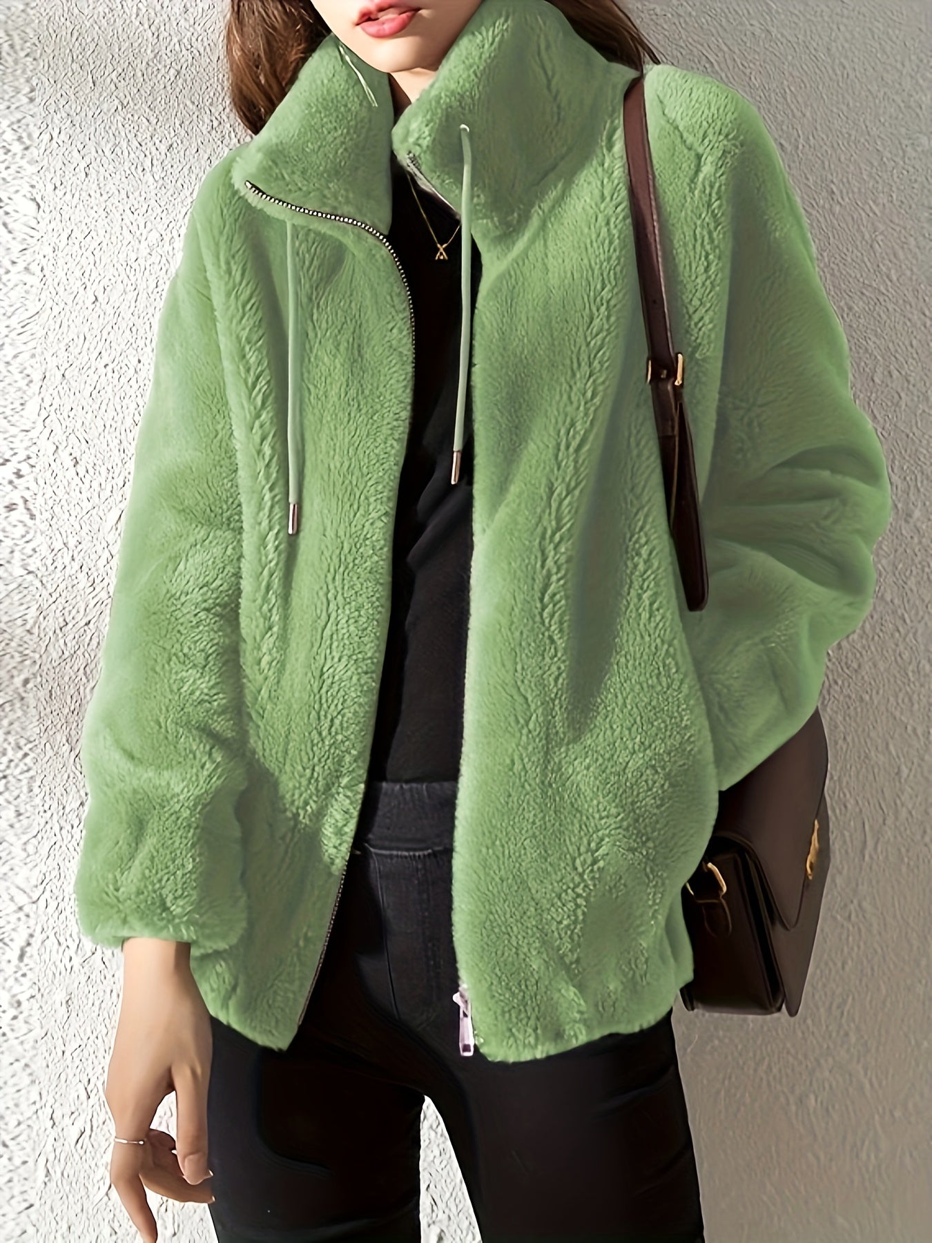 Faux Fur Zip-Up Jacket for Women – Soft Plush Casual Winter Coat - TARHUS