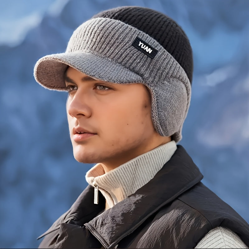 Men’s Winter Beanie with Ear Flaps – Warm Knit Outdoor Hat - TARHUS