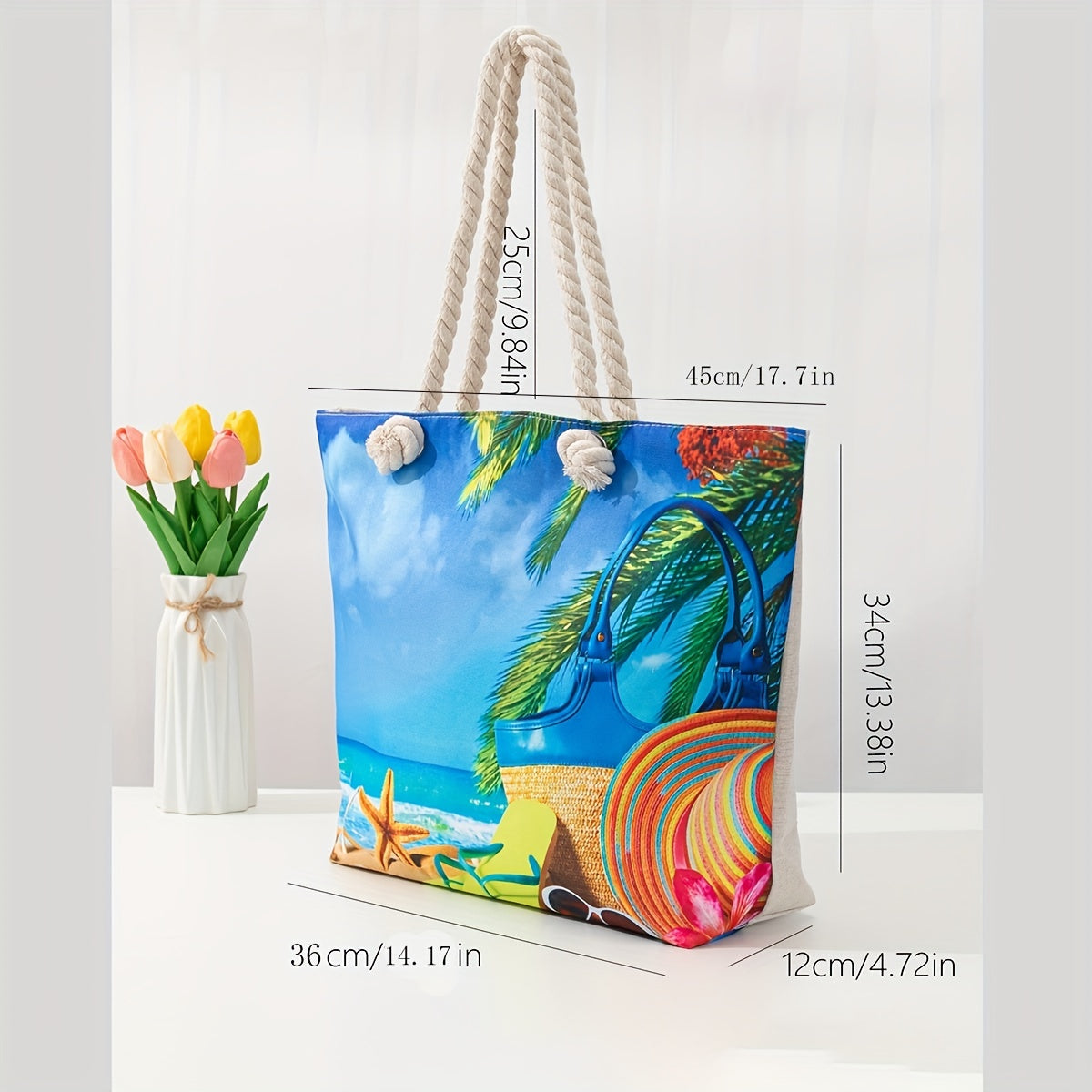 Bohemian Chic Beach Tote Bag with Comfortable Double Handles - Spacious & Stylish for Womens Sun-soaked Escapes - Perfect to Hold All Beach Essentials TARHUS