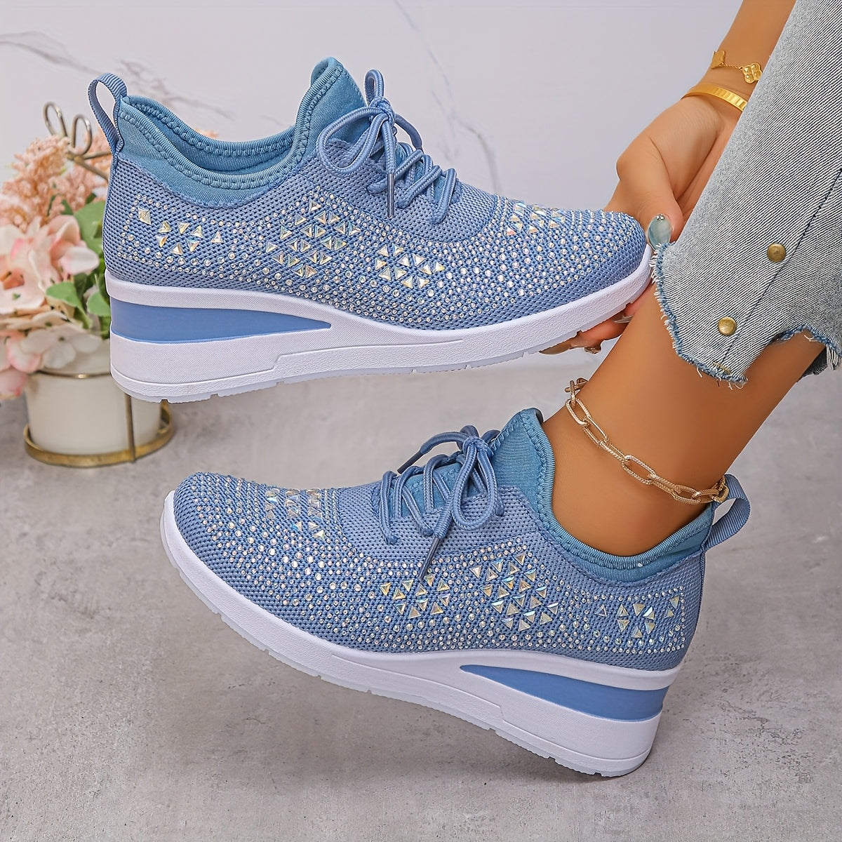 Women’s Orthopedic Fashion Sneakers – Breathable Walking Shoes with Rhinestone TARHUS