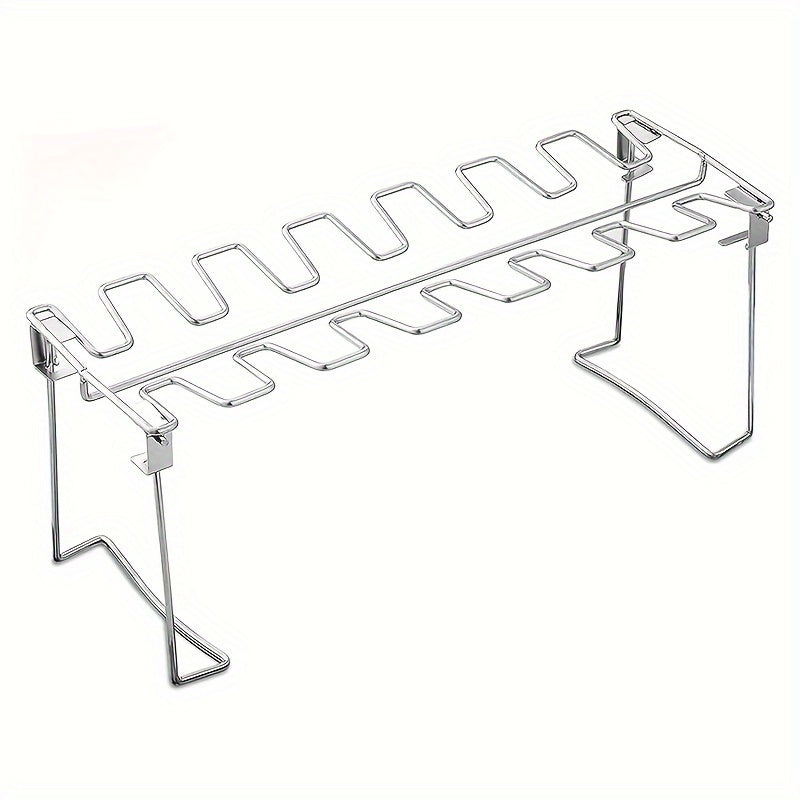 Stainless Steel Chicken Leg & Wing Rack - Foldable Vertical Roaster Stand for BBQ, Smoker, Oven - Ideal for Picnics, Camping, Cooking - Easy Storage Kitchen Accessory TARHUS