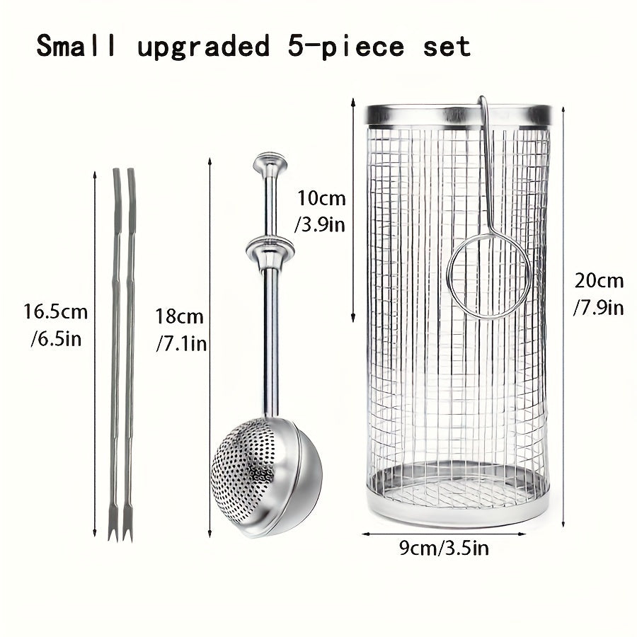1pc Stainless Steel BBQ Grill Basket, Metal Mesh Roasting Net for Outdoor Barbecue, Multi-Person Grilling Accessory, Grilling Accessories for Outdoor Grill TARHUS