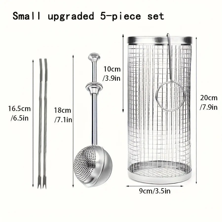 GrillMate | Stainless Steel BBQ Grill Basket – Mesh Roasting Net for Outdoor Cooking TARHUS Kitchen Accessories