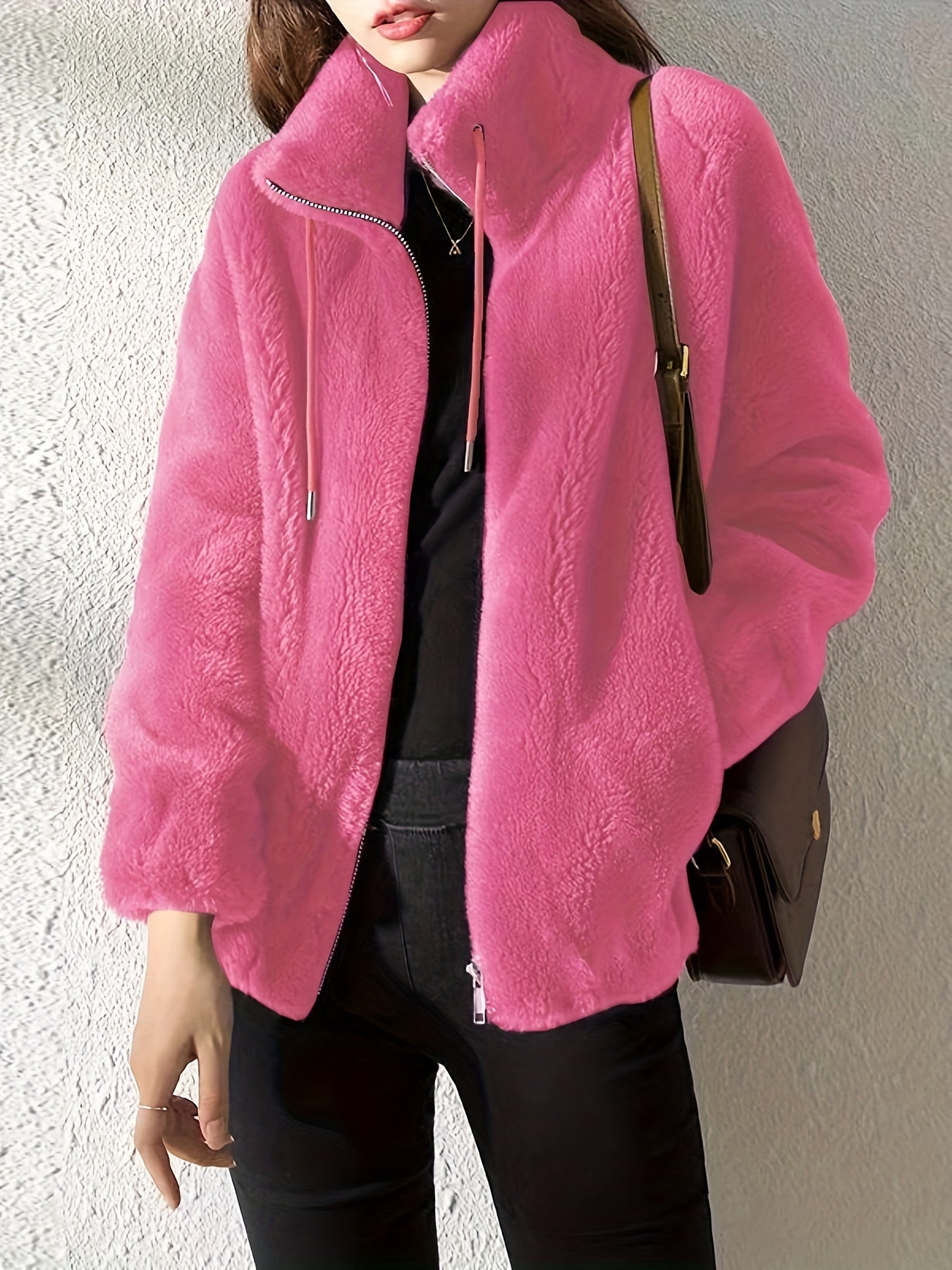 Faux Fur Zip-Up Jacket for Women – Soft Plush Casual Winter Coat - TARHUS