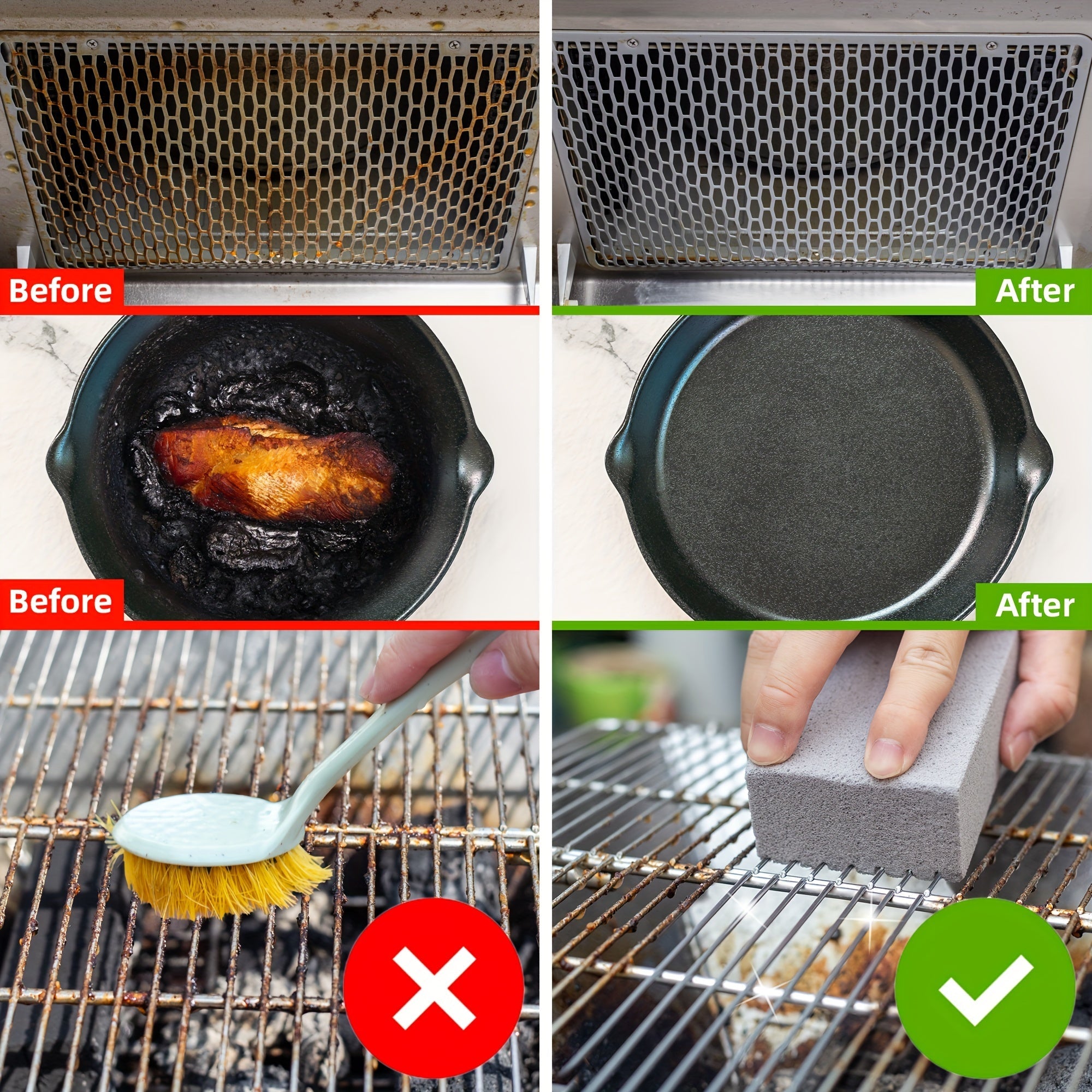 BBQ Grill Cleaning Brick - Pumice Stone for Barbecue Rack & Outdoor Kitchen, Non-Scratch, Easy to Shred, Essential BBQ Tool, Grill Cleaning Brick TARHUS