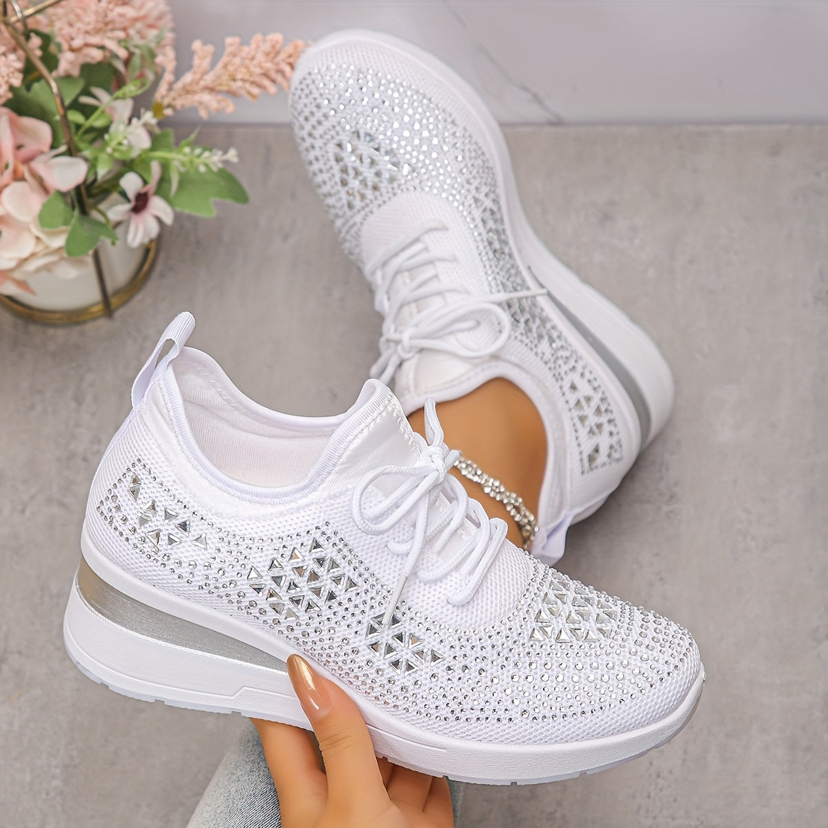 Women’s Orthopedic Fashion Sneakers – Breathable Walking Shoes with Rhinestone TARHUS
