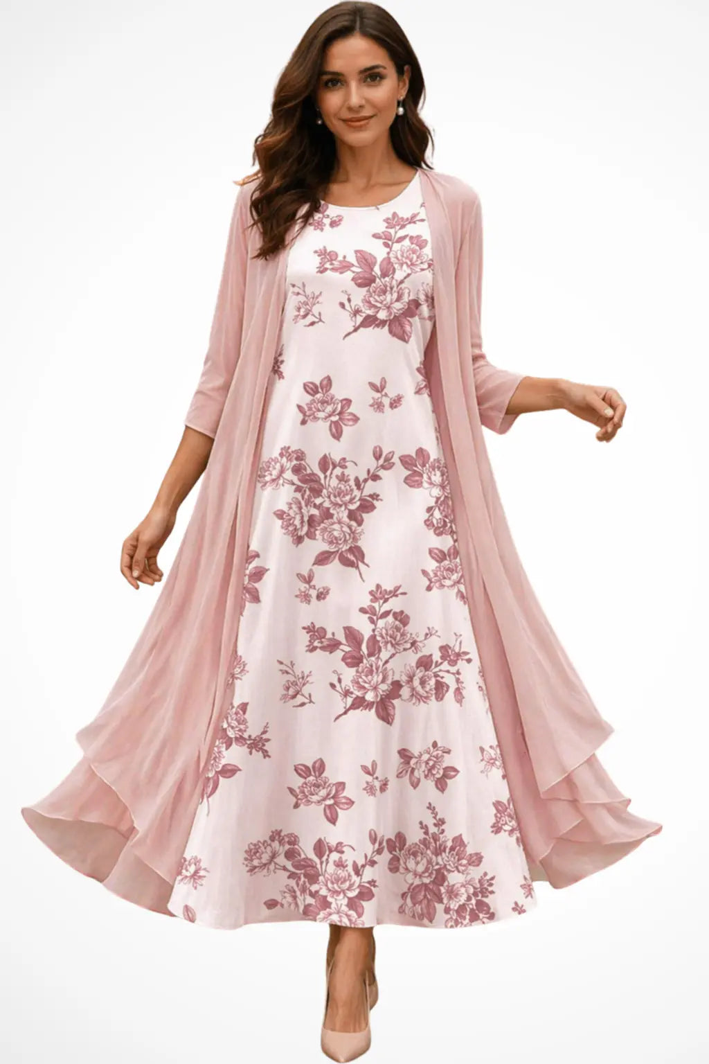 Dorothea | Women Embroidered Wedding Guest Midi Dress with Chiffon Jacket TARHUS Mother of the Bride Dresses