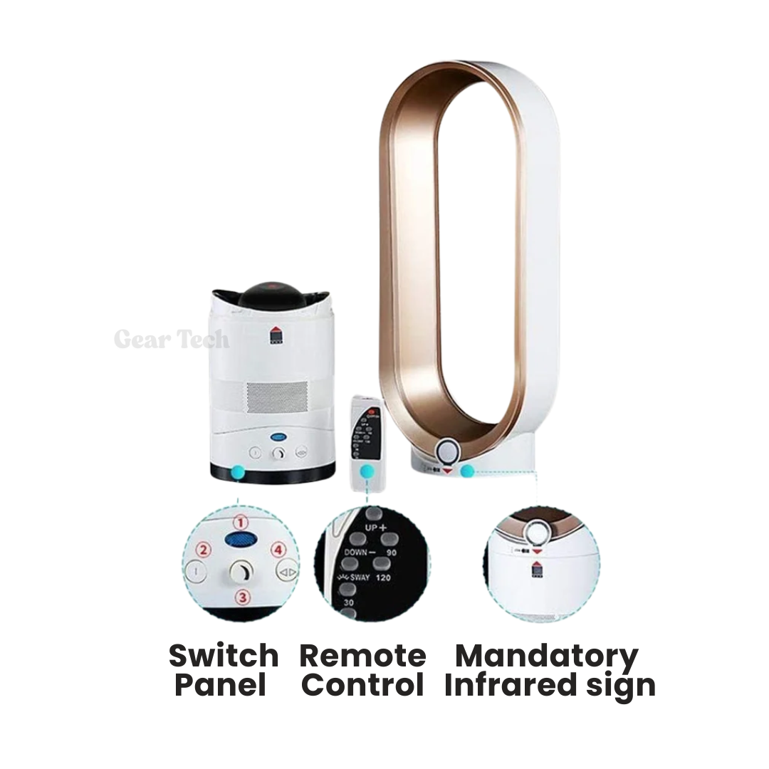 Bladeless Tower Fan with Remote Control - Quiet Air Circulator for Home & Office TARHUS