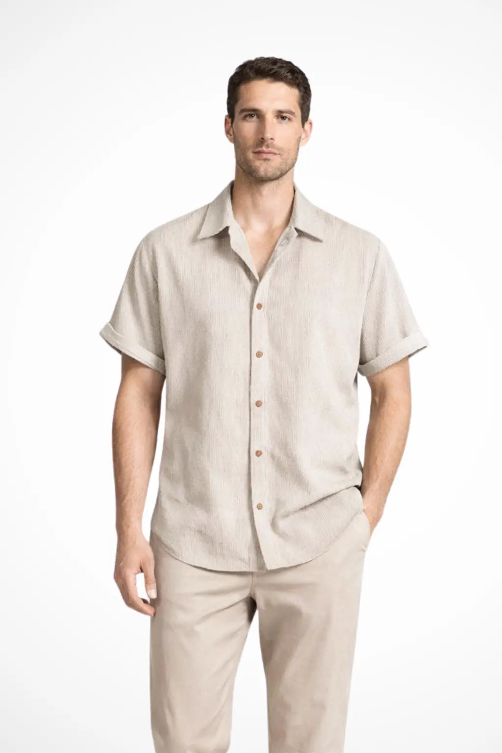 Bennett | Men Textured Short Sleeve Button Down Camp Collar Shirt TARHUS Shirts & Tops