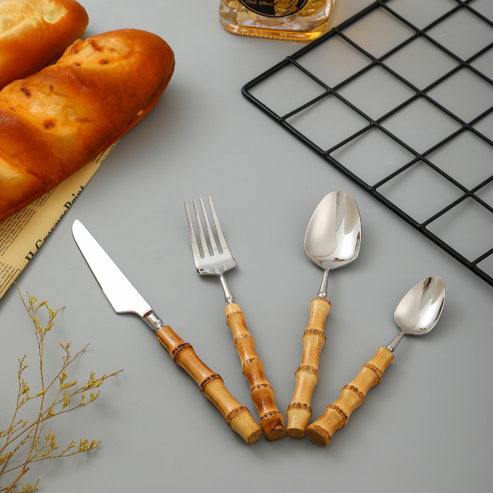 Bamboo | Natural Flatware Set – Eco-Friendly Dining Utensils for Modern Tableware TARHUS Kitchen Accessories