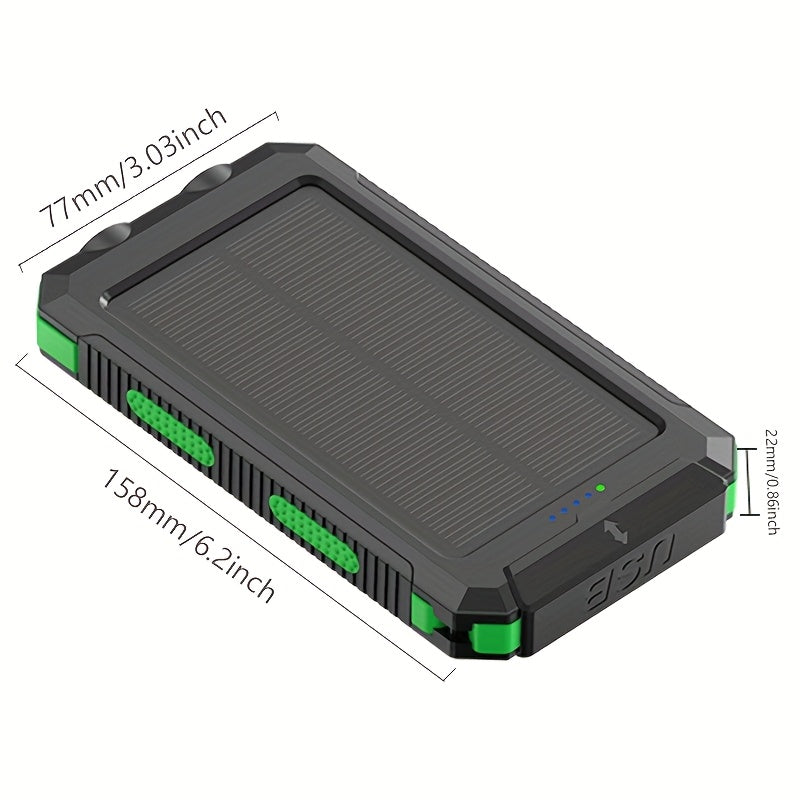 Portable Solar Power Bank with Dual USB Ports & LED Flashlight TARHUS
