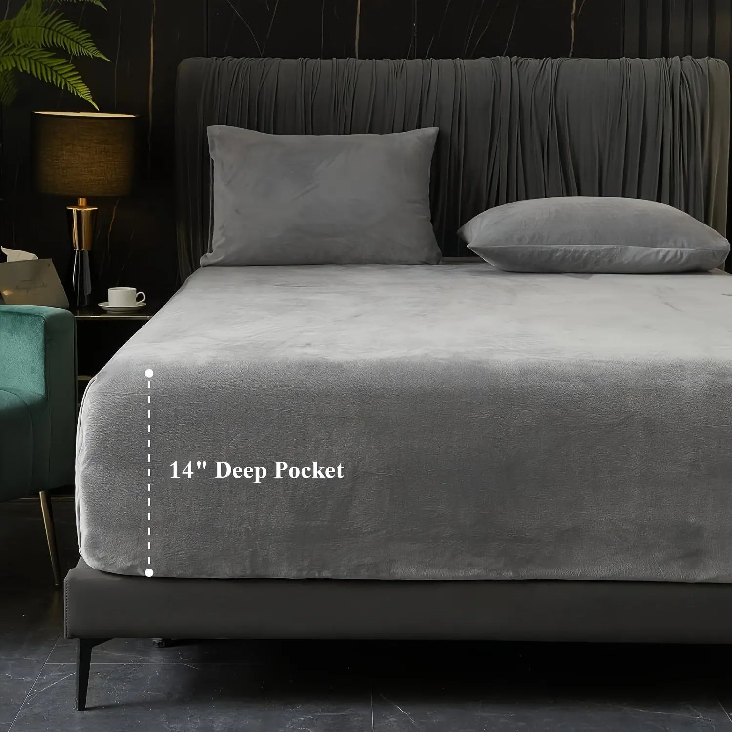 3-Piece Deep Pocket Velvet Fitted Sheet Set - Ultra-Soft Bedding with Pillowcases - TARHUS