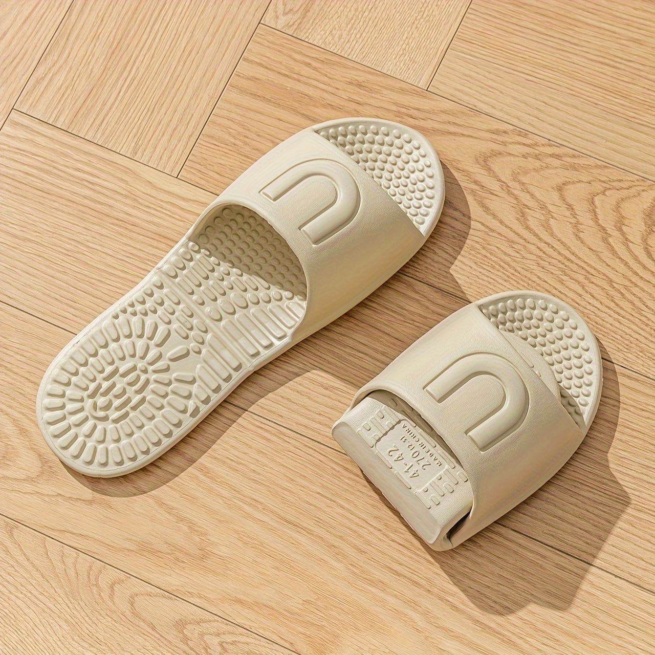 EVA Foldable Slippers for Travel, Indoor Bathroom Massage Sandals, Unisex Quick-Dry Non-Slip Flat Sole Slippers, All-Season Simple Solid Color Slip-On Clogs TARHUS