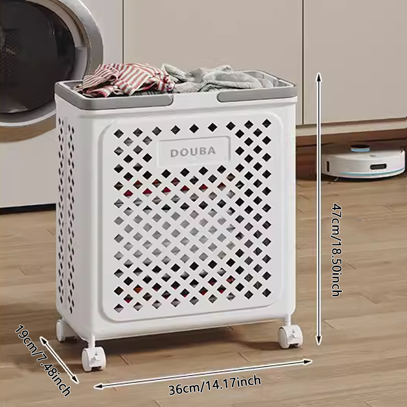 Large Capacity Collapsible Laundry Basket: Breathable Design & Built-In Wheels - TARHUS