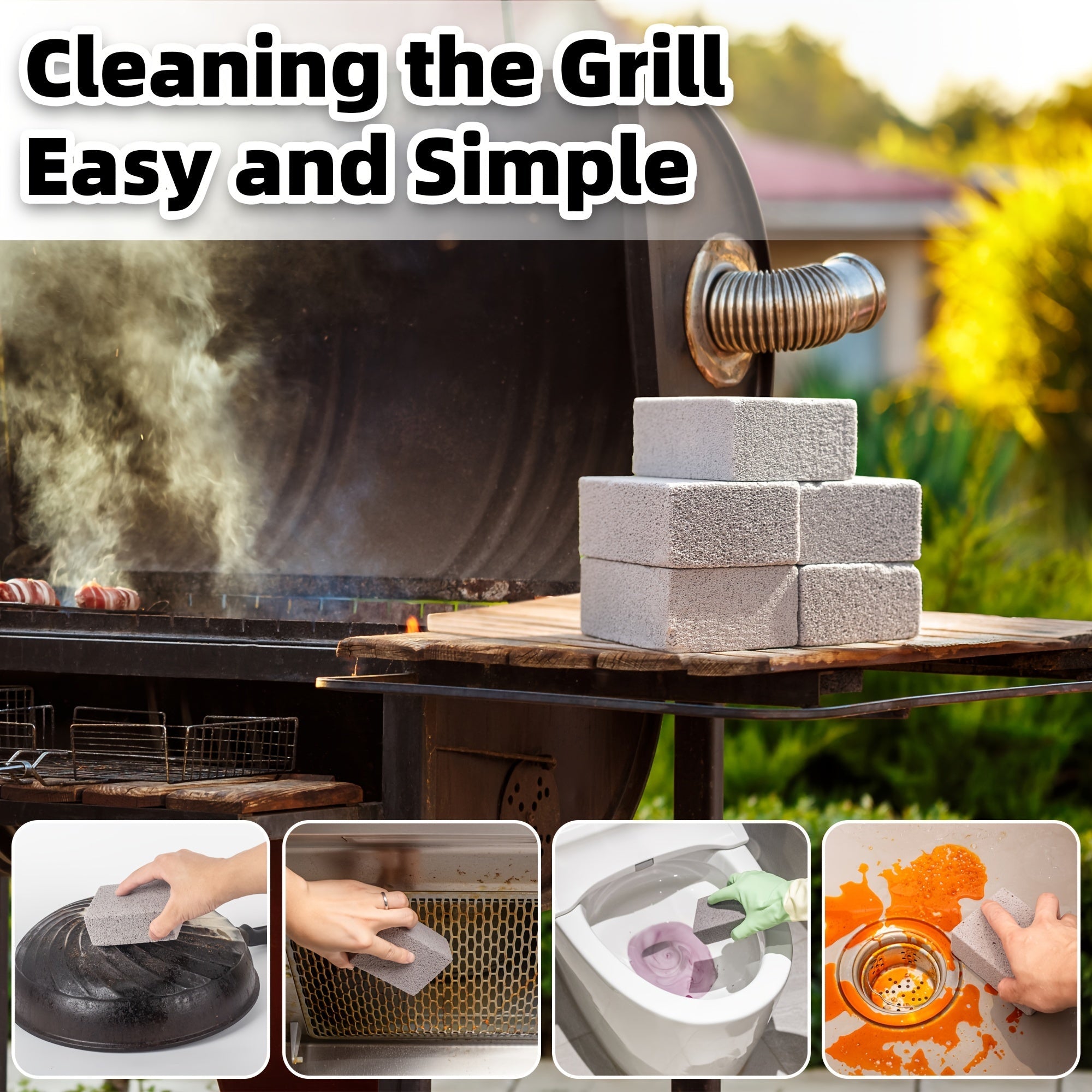 BBQ Grill Cleaning Brick - Pumice Stone for Barbecue Rack & Outdoor Kitchen, Non-Scratch, Easy to Shred, Essential BBQ Tool, Grill Cleaning Brick TARHUS