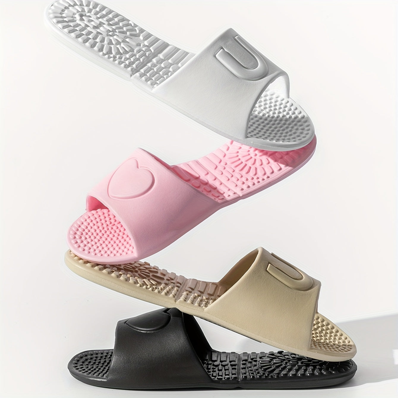 EVA Foldable Slippers for Travel, Indoor Bathroom Massage Sandals, Unisex Quick-Dry Non-Slip Flat Sole Slippers, All-Season Simple Solid Color Slip-On Clogs TARHUS