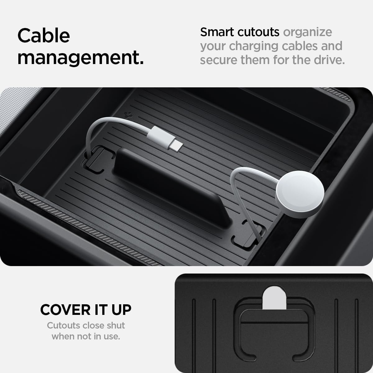 Spigen One-Tap Hidden Storage Box – Carbon Edition Console Organizer for Tesla Model Y (2025/2026 Juniper) & Model 3 (2024/2025 Highland) - TARHUS