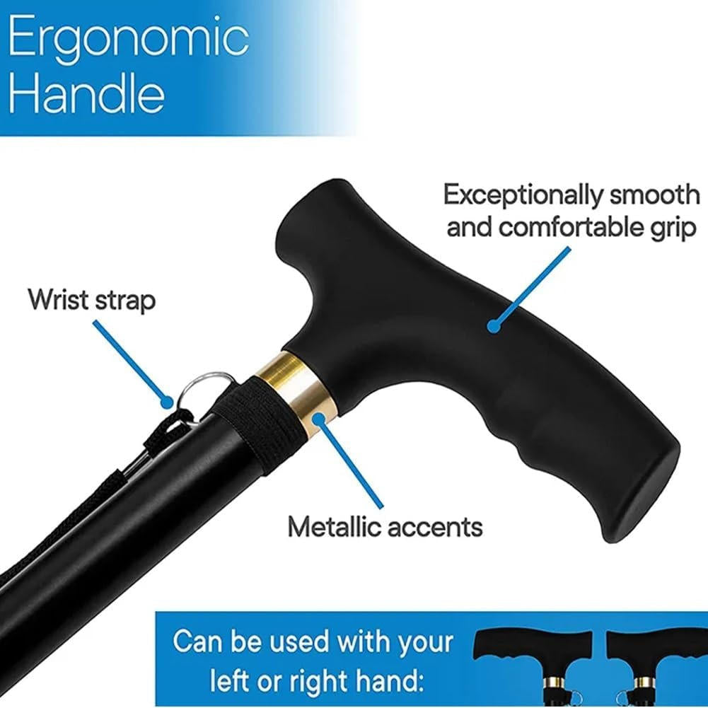 Adjustable Walking Cane for Seniors – Lightweight, Foldable Support Stick with Anti-Slip Rubber Tip & Ergonomic Handle - TARHUS