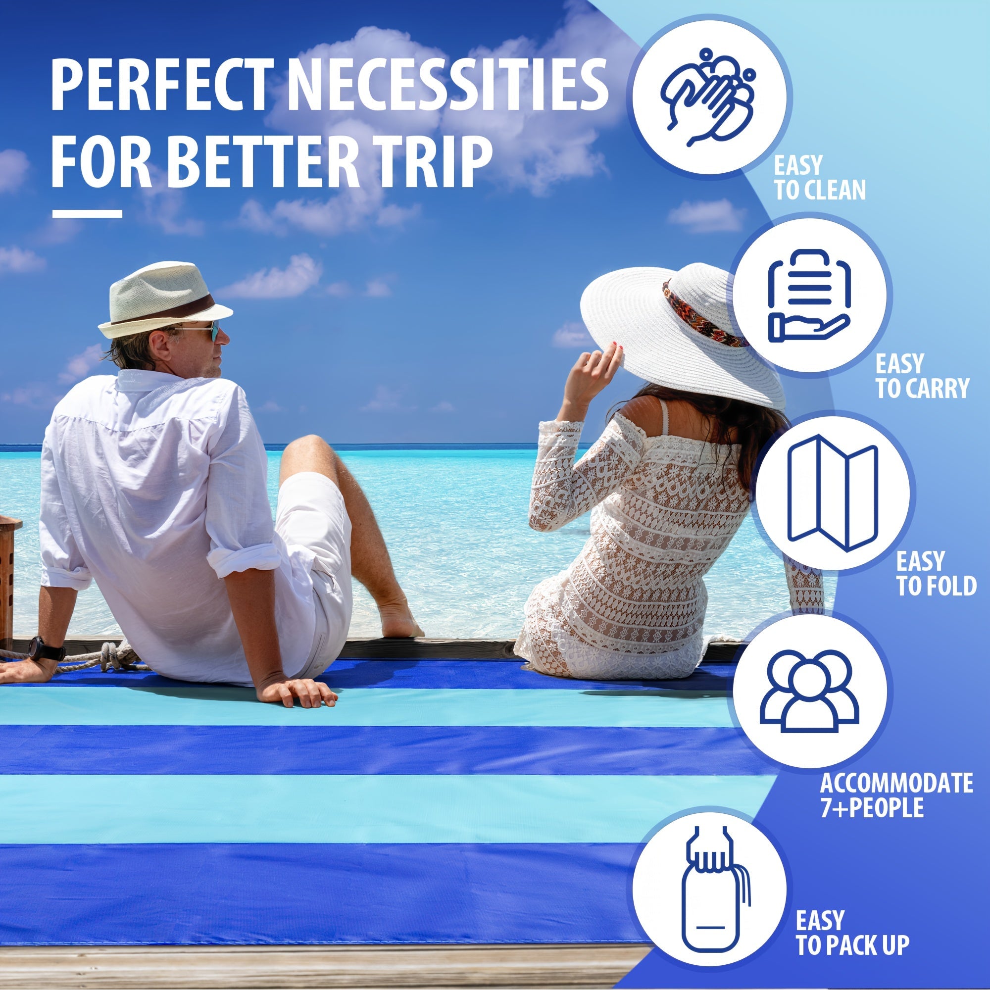 Picnic Beach Blanket 4-7 Adults Oversized Lightweight Sandproof Beach Blanket Large Picnic Mat Beach Blanket for Beach Travel Camping Hiking TARHUS