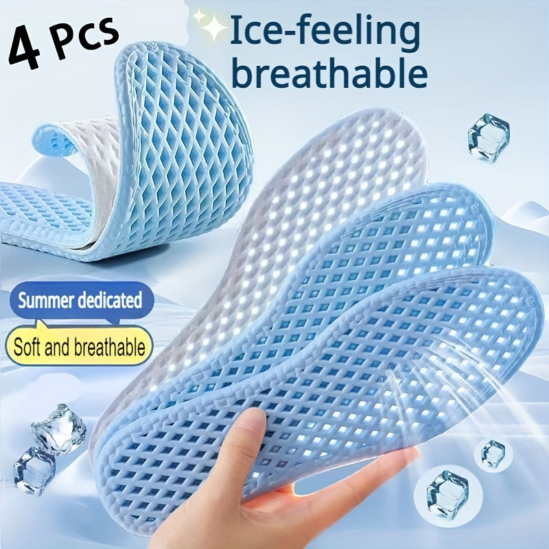 4pcs Cooling Insoles for Summer - Ice-Feeling, Breathable, Sweat-Absorbing, Shock-Absorbing Comfort for Sports & Casual Shoes, Men’s & Women’s Insoles, Sweatabsorbing Material TARHUS