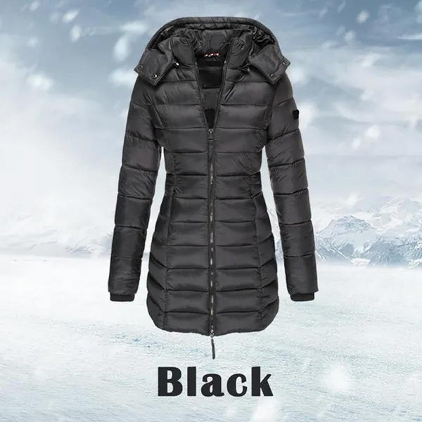 Women's Long Hooded Quilted Puffer Jacket - TARHUS
