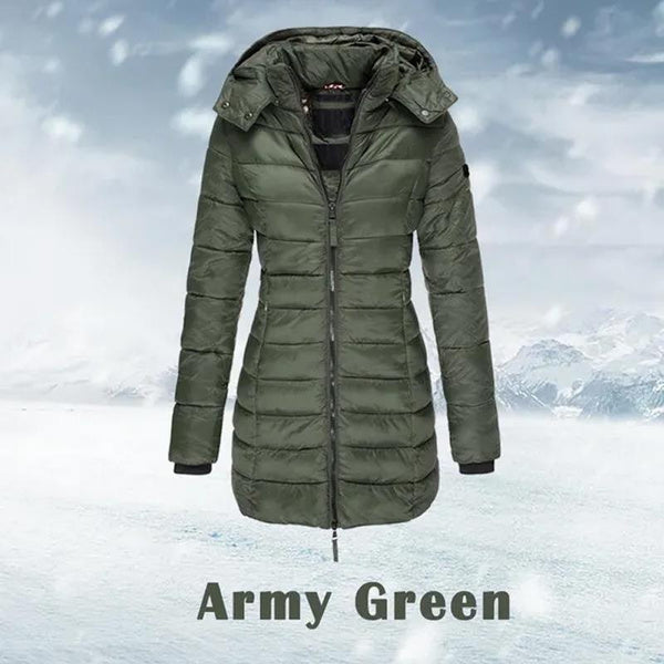 Women's Long Hooded Quilted Puffer Jacket - TARHUS