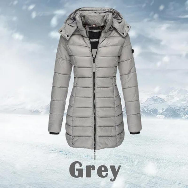 Women's Long Hooded Quilted Puffer Jacket - TARHUS