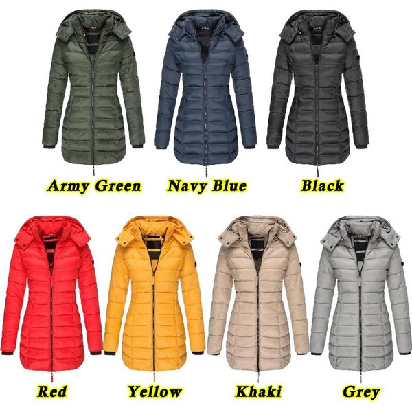 Women's Long Hooded Quilted Puffer Jacket - TARHUS