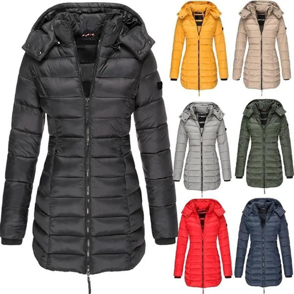 Women's Long Hooded Quilted Puffer Jacket - TARHUS