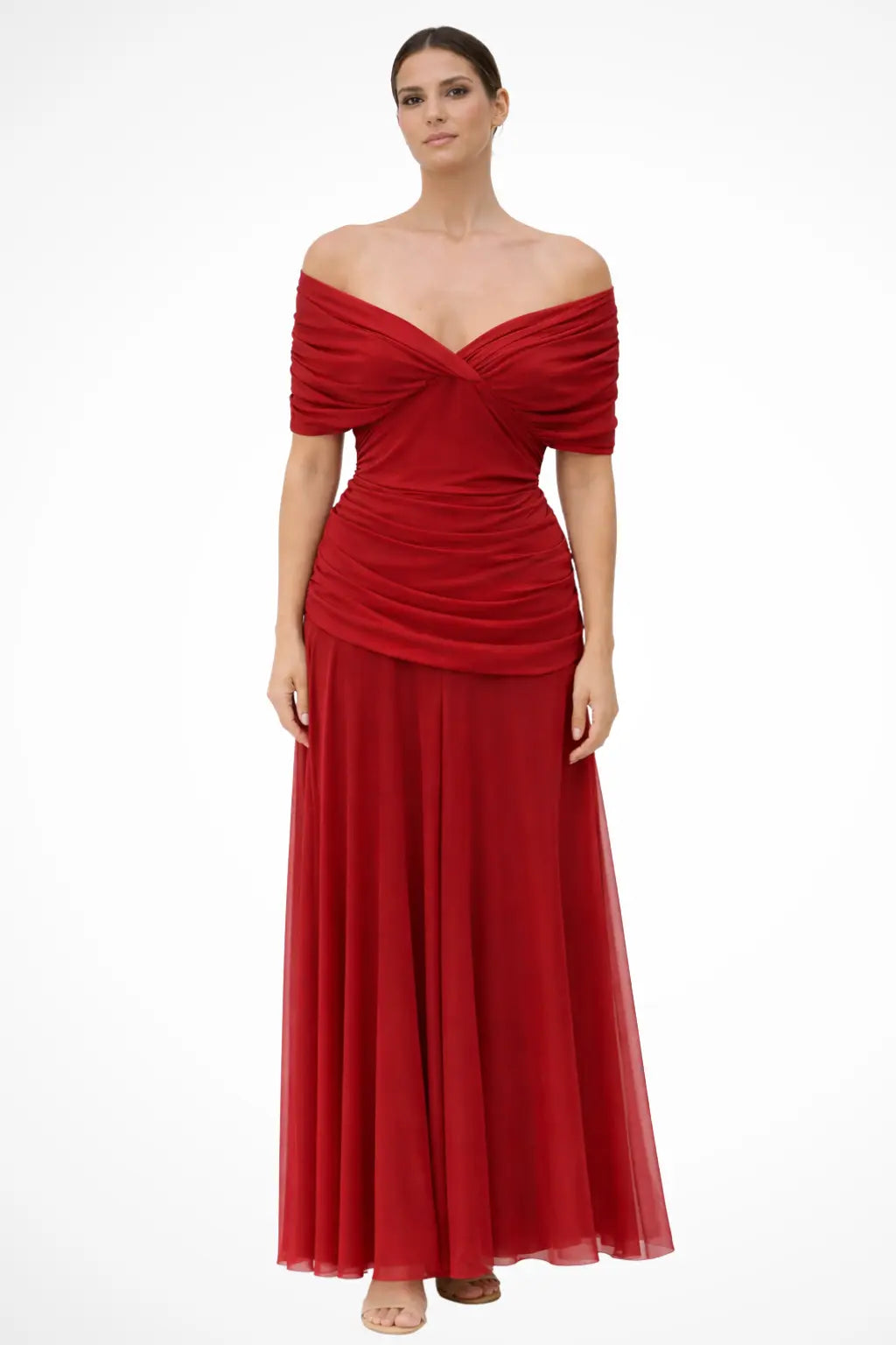 Gaby | Women Elegant Off-Shoulder Pleated Summer Dress TARHUS Women's Dress