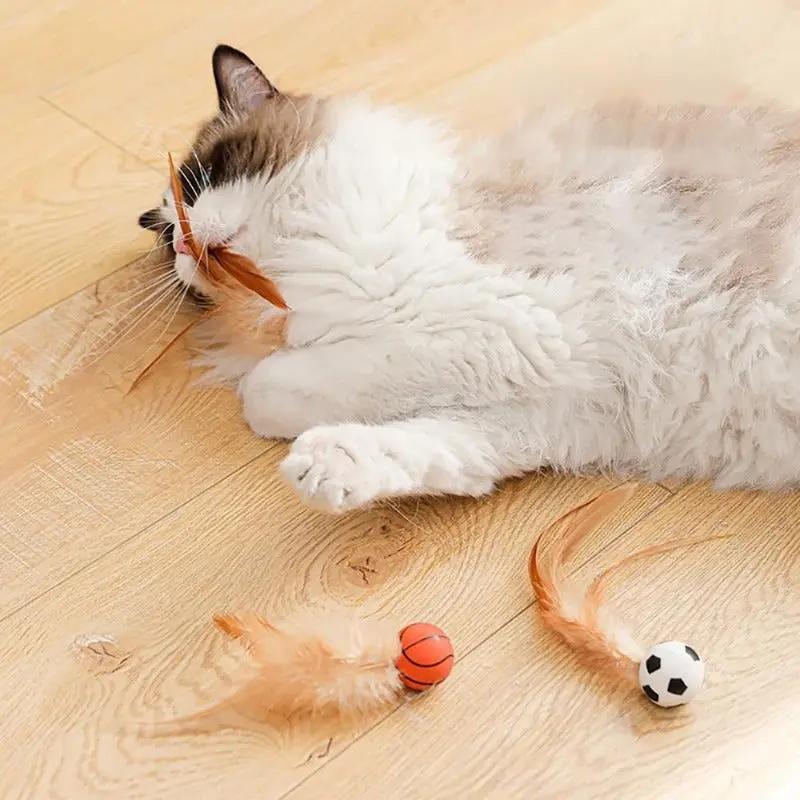 Interactive Feather Ball Toy Set for Cats - TARHUS