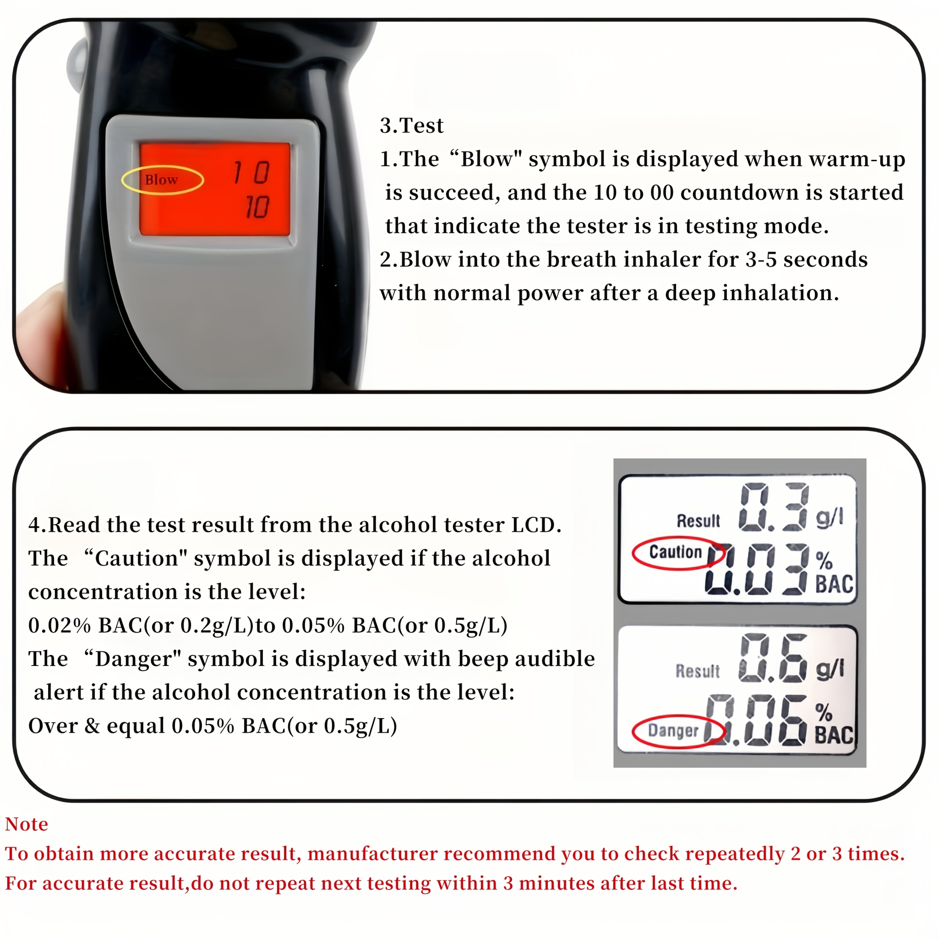 Digital Breath Alcohol Tester – Portable BAC Analyzer with LCD Display TARHUS
