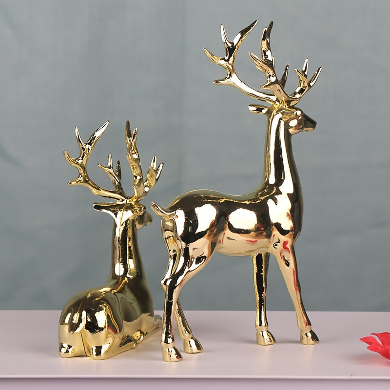 Pair of Golden Reindeer Statues – Elegant Holiday & Year-Round Decor | LuxeDeer TARHUS
