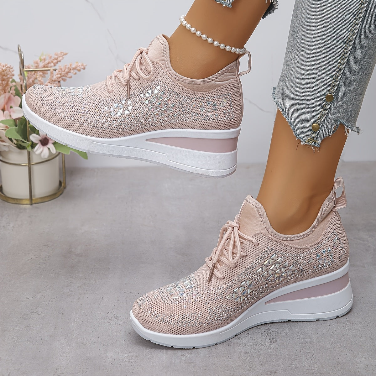 Women’s Orthopedic Fashion Sneakers – Breathable Walking Shoes with Rhinestone TARHUS