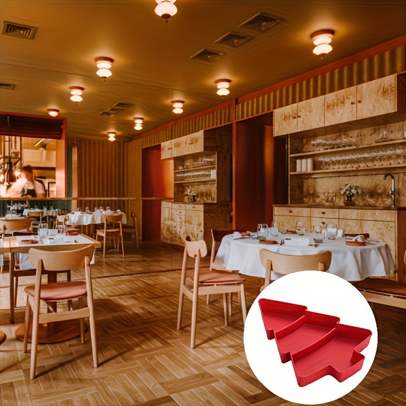 3-Section Christmas Tree Snack Tray – Red & White Festive Serving Dish TARHUS Christmas