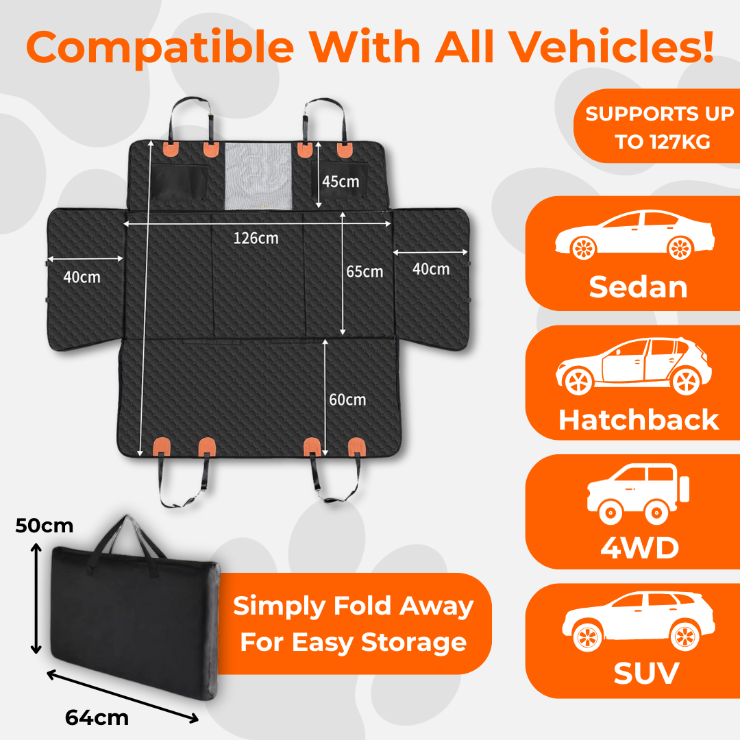 PupMat | Dog Car Seat Cover – Waterproof Pet Hammock for Back Seat TARHUS Pets