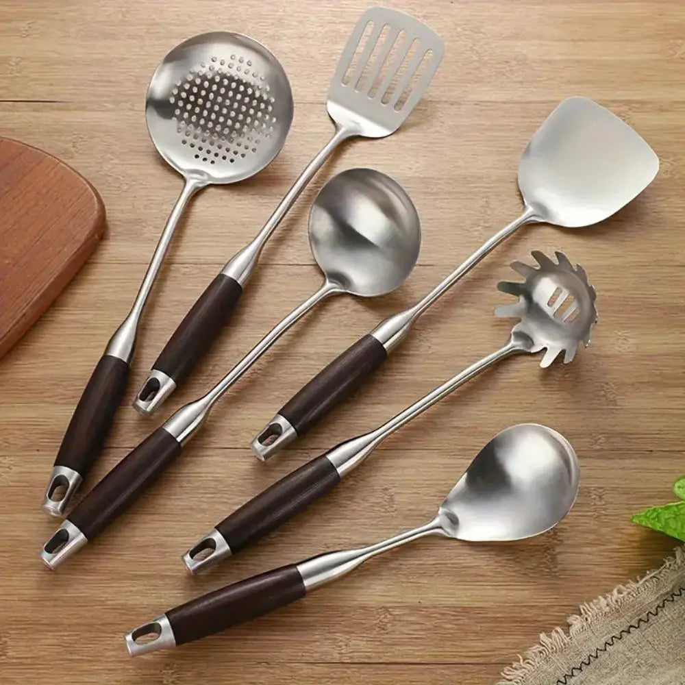Stainless Steel Kitchen Utensil Set | 6-Piece Cookware – Durable & Elegant TARHUS Cooking Utensils